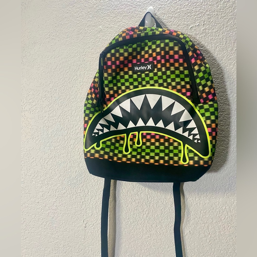 Hurley Kids Checkered Neon Backpack shark bite